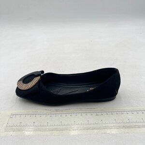 Black Women Square Toe Suede Ballet Flats Comfortable Slip On Ballerina Shoes